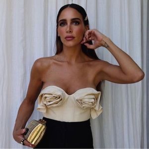 Rosette-Bust Bustier Crop Top!!